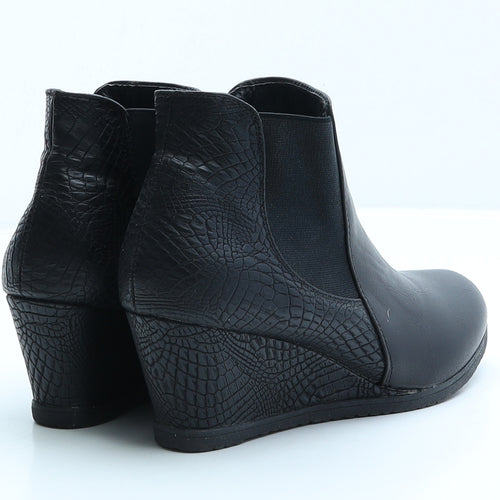 Cushion Walk Womens Black Animal Print Leather Chelsea Boot UK 3