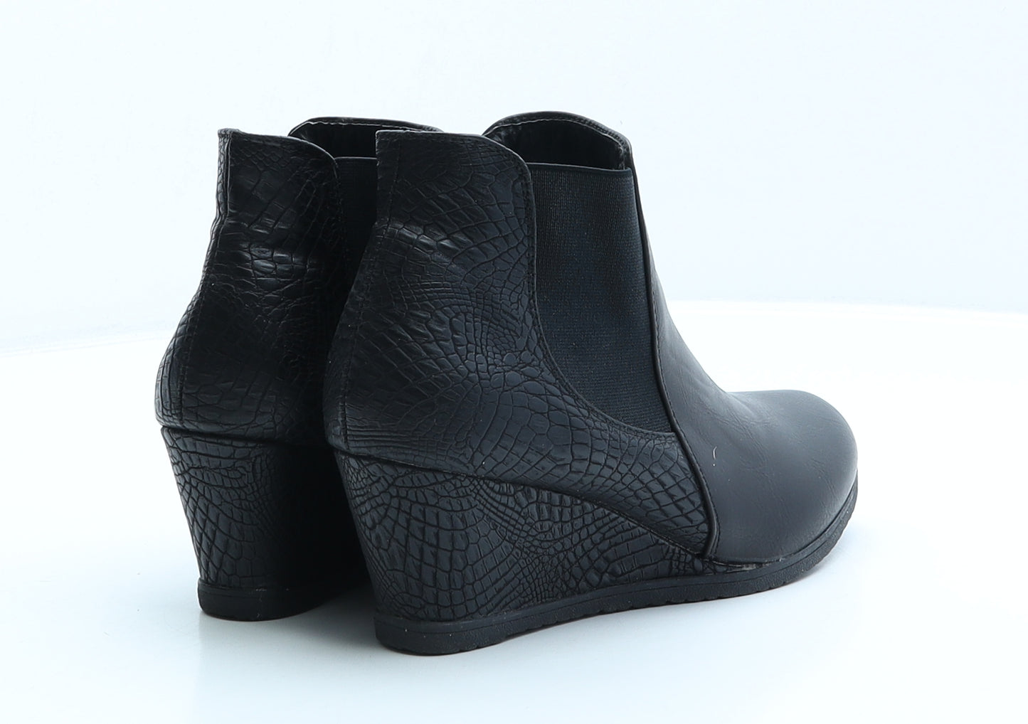 Cushion Walk Womens Black Animal Print Leather Chelsea Boot UK 3