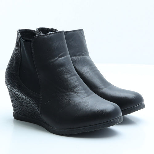 Cushion Walk Womens Black Animal Print Leather Chelsea Boot UK 3