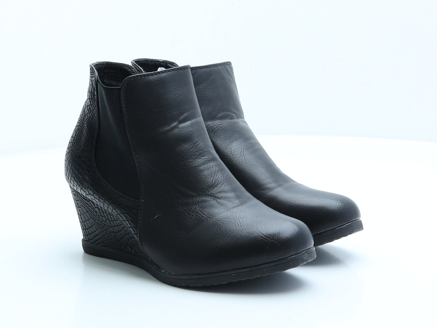 Cushion Walk Womens Black Animal Print Leather Chelsea Boot UK 3