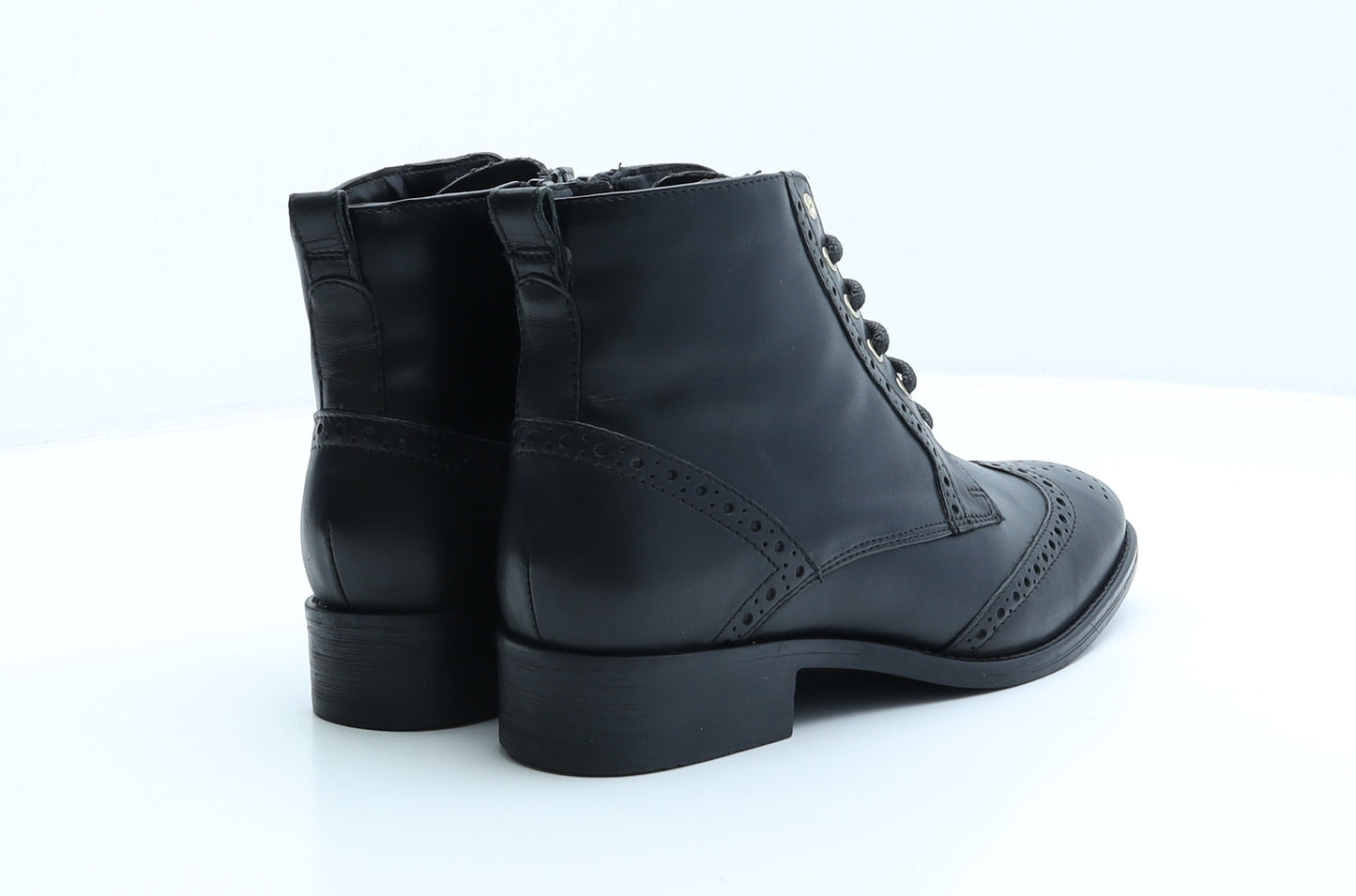 Soleflex Womens Black Leather Combat Boot UK 6 39 - Brogue Style