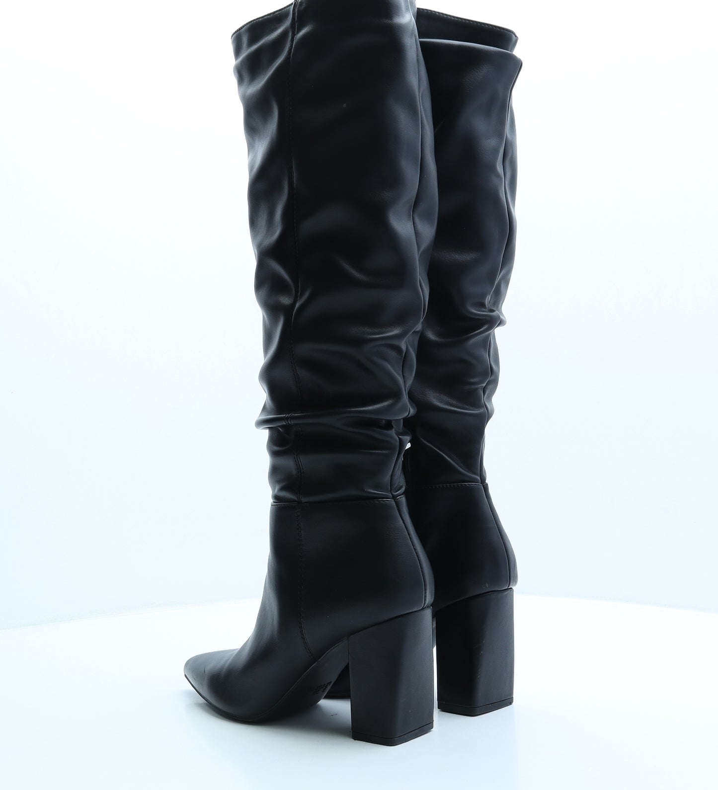 Primark Womens Black Leather Slip On Boot UK 5 38 US 7