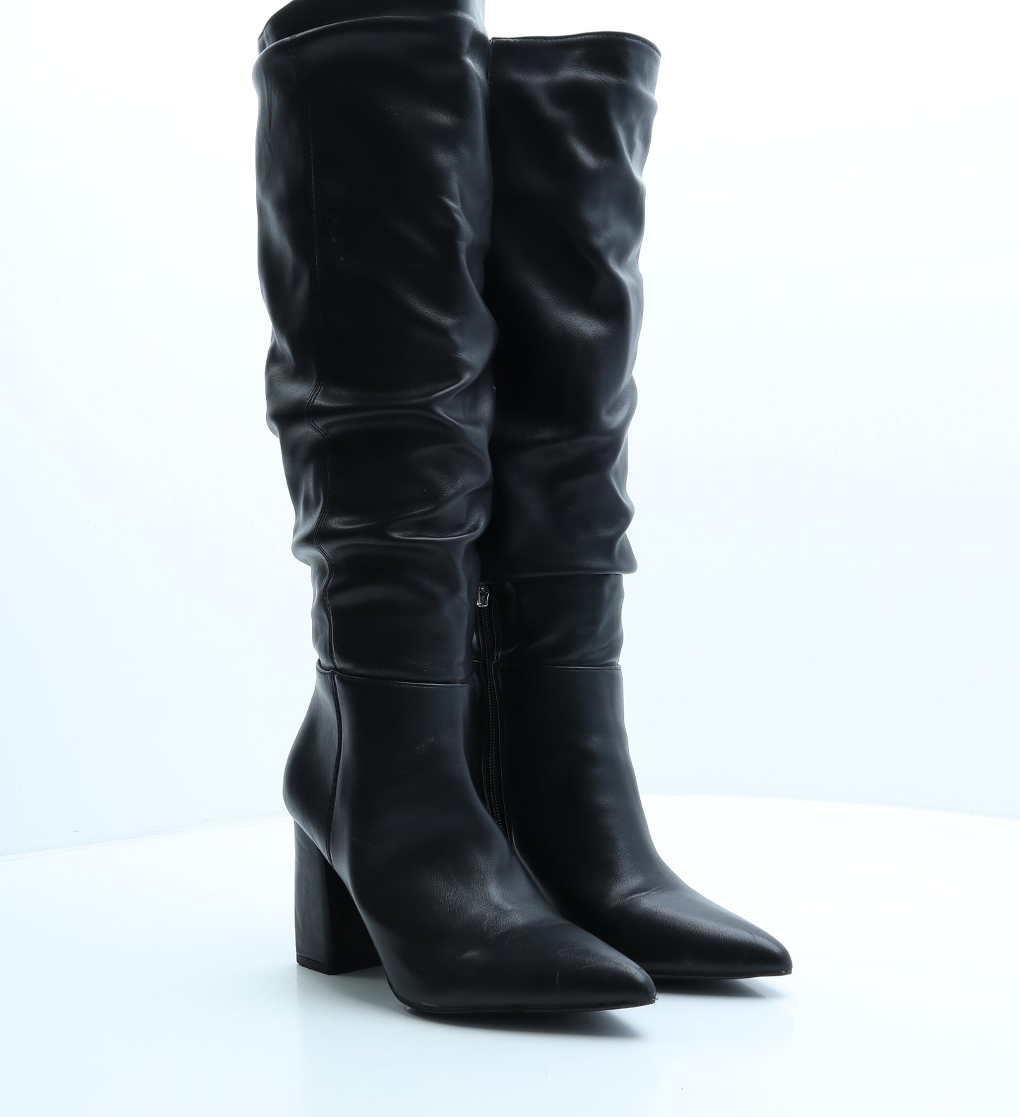 Primark Womens Black Leather Slip On Boot UK 5 38 US 7