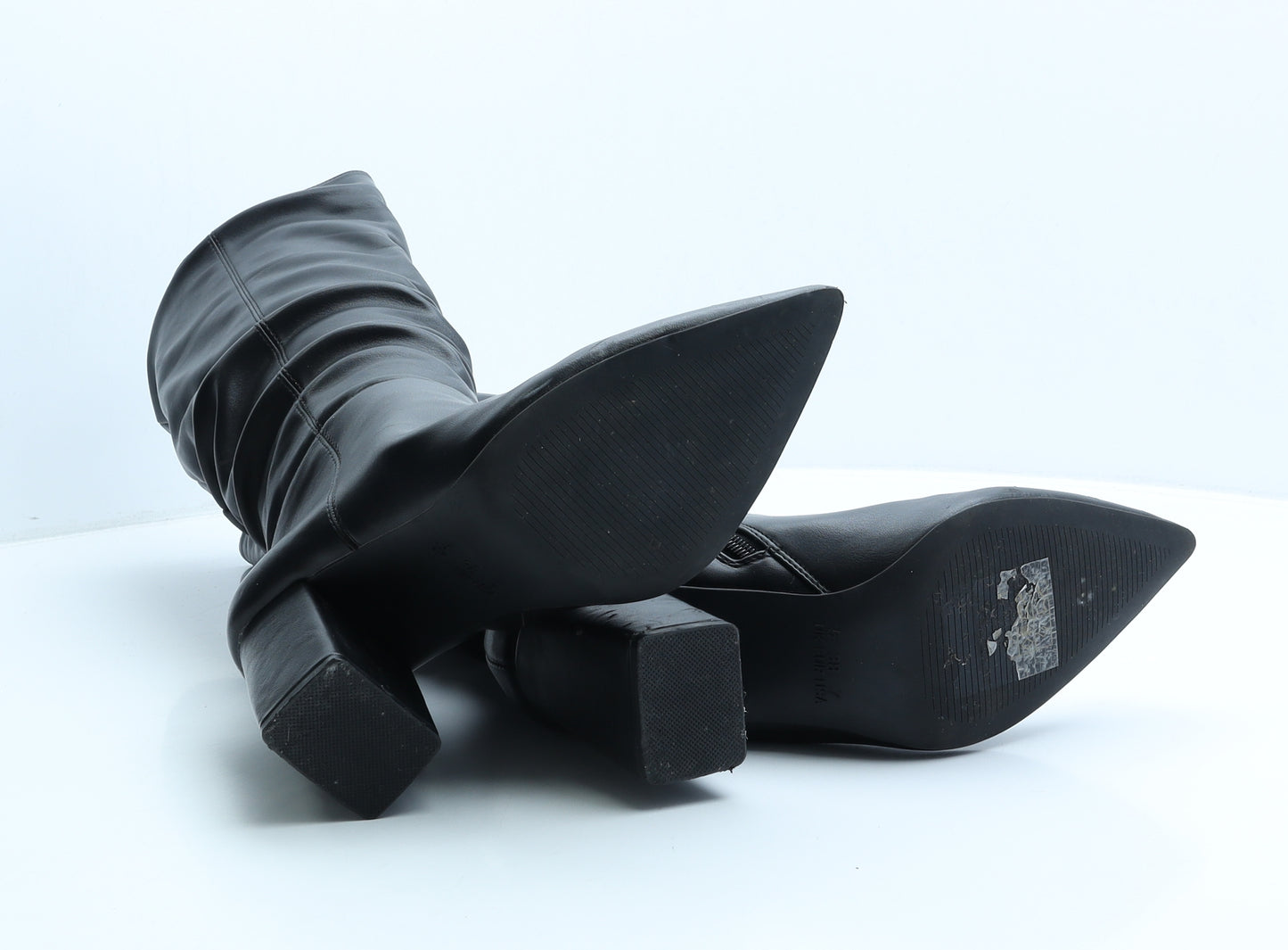 Primark Womens Black Leather Slip On Boot UK 5 38 US 7