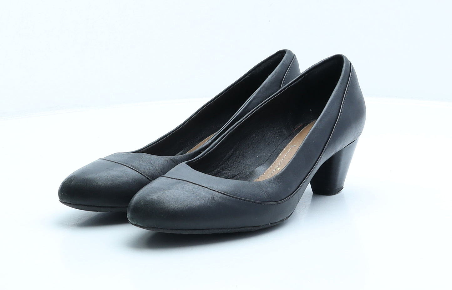 Clarks Womens Black Leather Court Heel UK 5 38 US 7.5