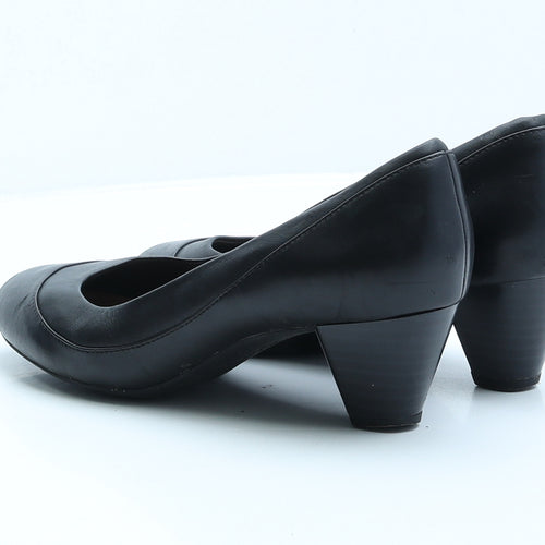 Clarks Womens Black Leather Court Heel UK 5 38 US 7.5