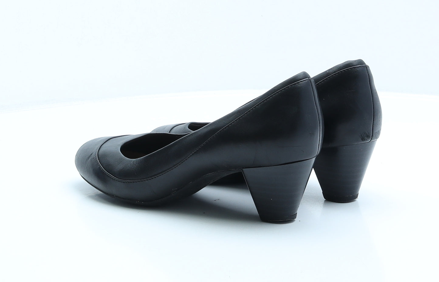 Clarks Womens Black Leather Court Heel UK 5 38 US 7.5