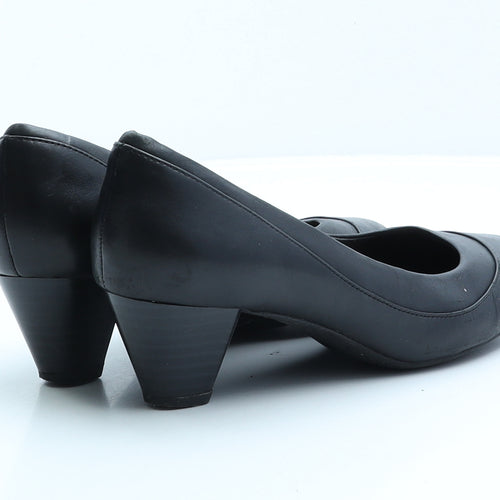 Clarks Womens Black Leather Court Heel UK 5 38 US 7.5
