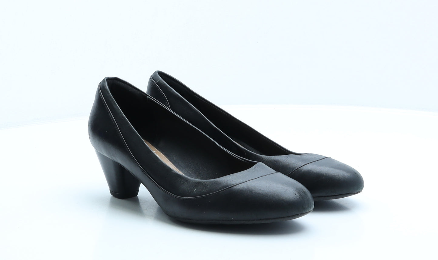 Clarks Womens Black Leather Court Heel UK 5 38 US 7.5