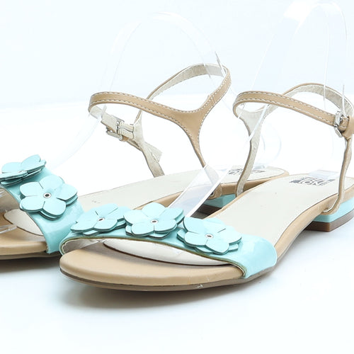 Debenhams Womens Blue Patent Leather Strappy Sandal UK 7 40