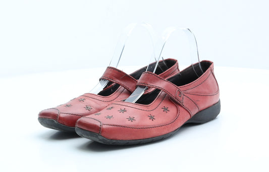 Lotus Womens Red Leather Ballet Flat UK 5