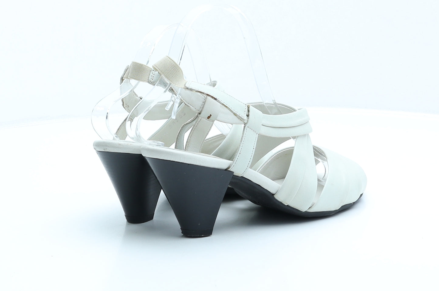 TLC Womens Ivory Leather Strappy Heel UK 5