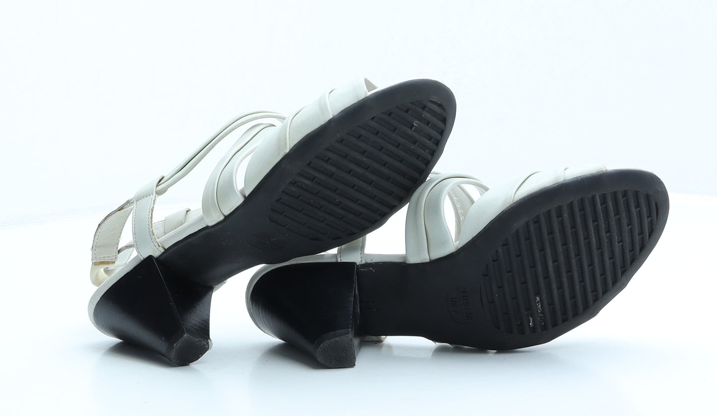 TLC Womens Ivory Leather Strappy Heel UK 5