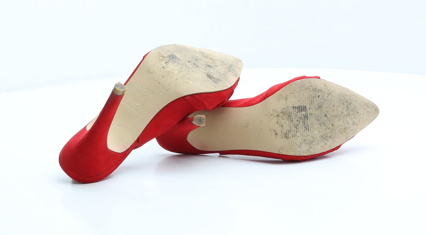 New Look Womens Red Polyester Slingback Heel UK 3 36