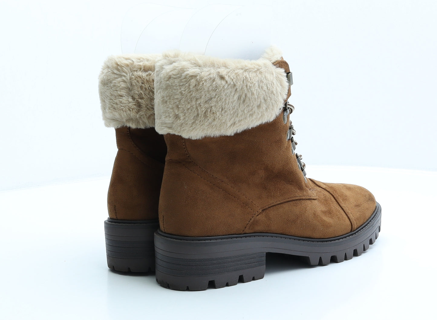 Dorothy Perkins Womens Brown Polyester Shearling Style Boot UK 6