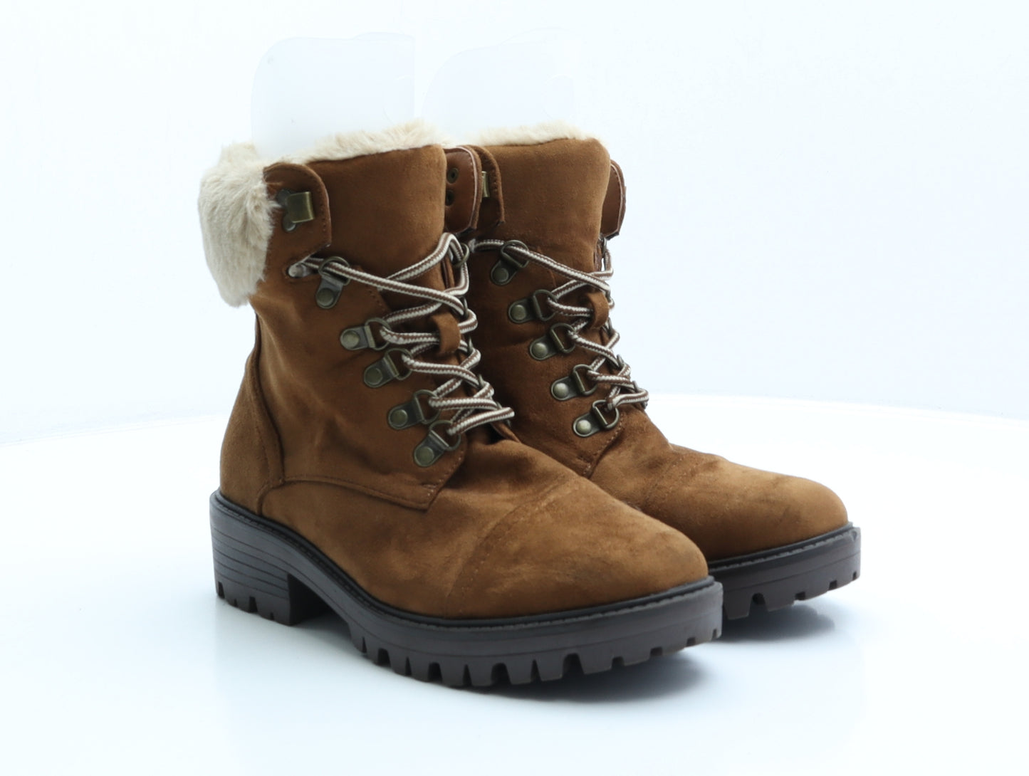 Dorothy Perkins Womens Brown Polyester Shearling Style Boot UK 6