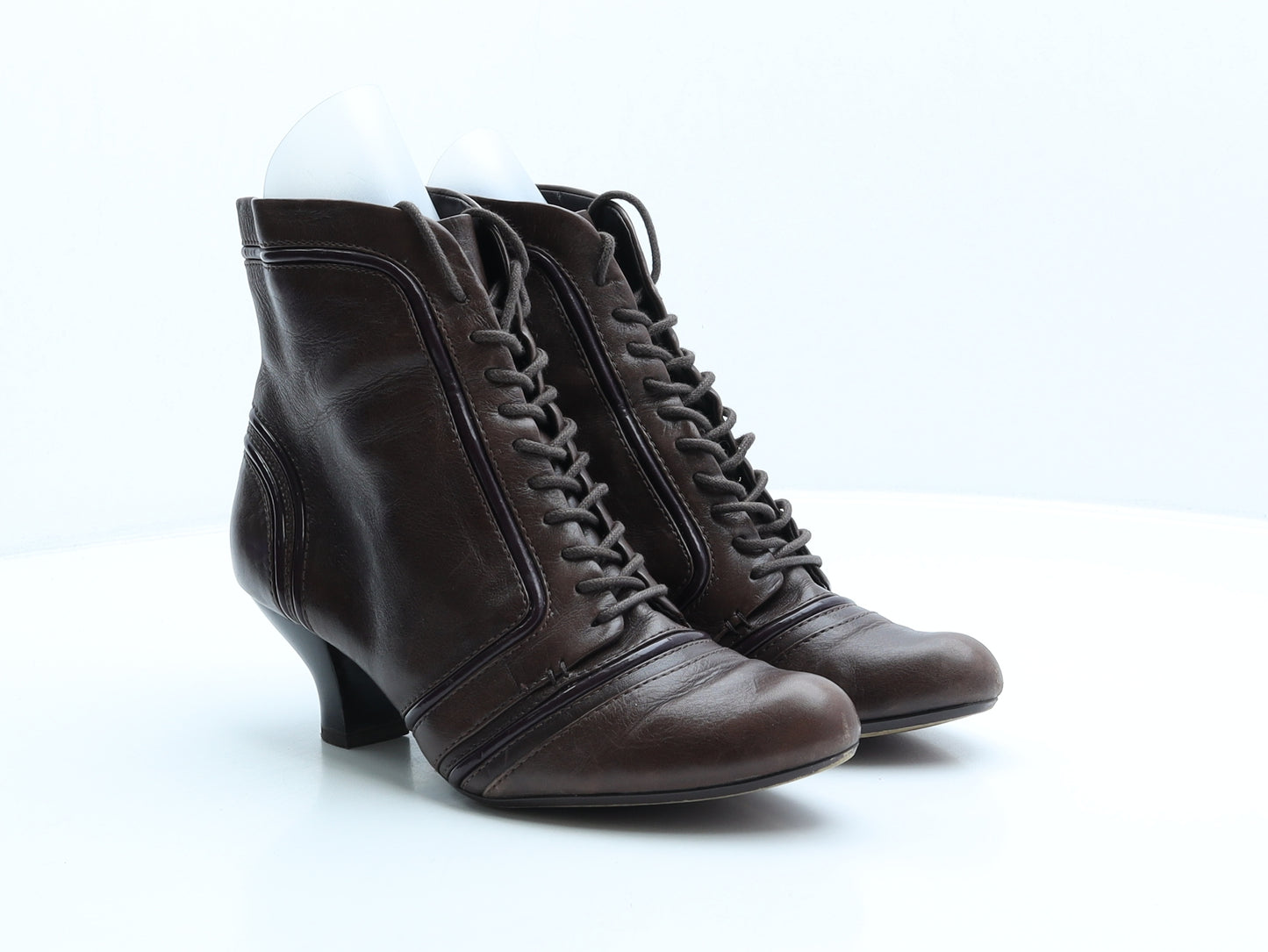 Clarks Womens Brown Striped Leather Bootie Boot UK 7