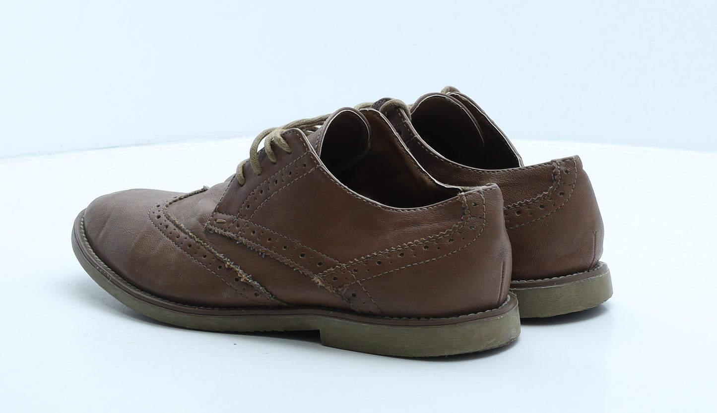 Topman Mens Brown Leather Brogue Dress UK 7 40