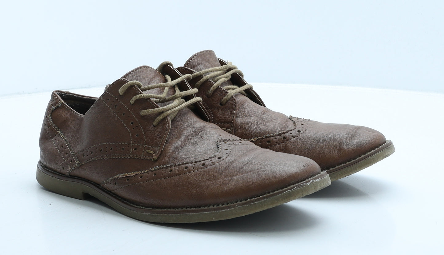 Topman Mens Brown Leather Brogue Dress UK 7 40