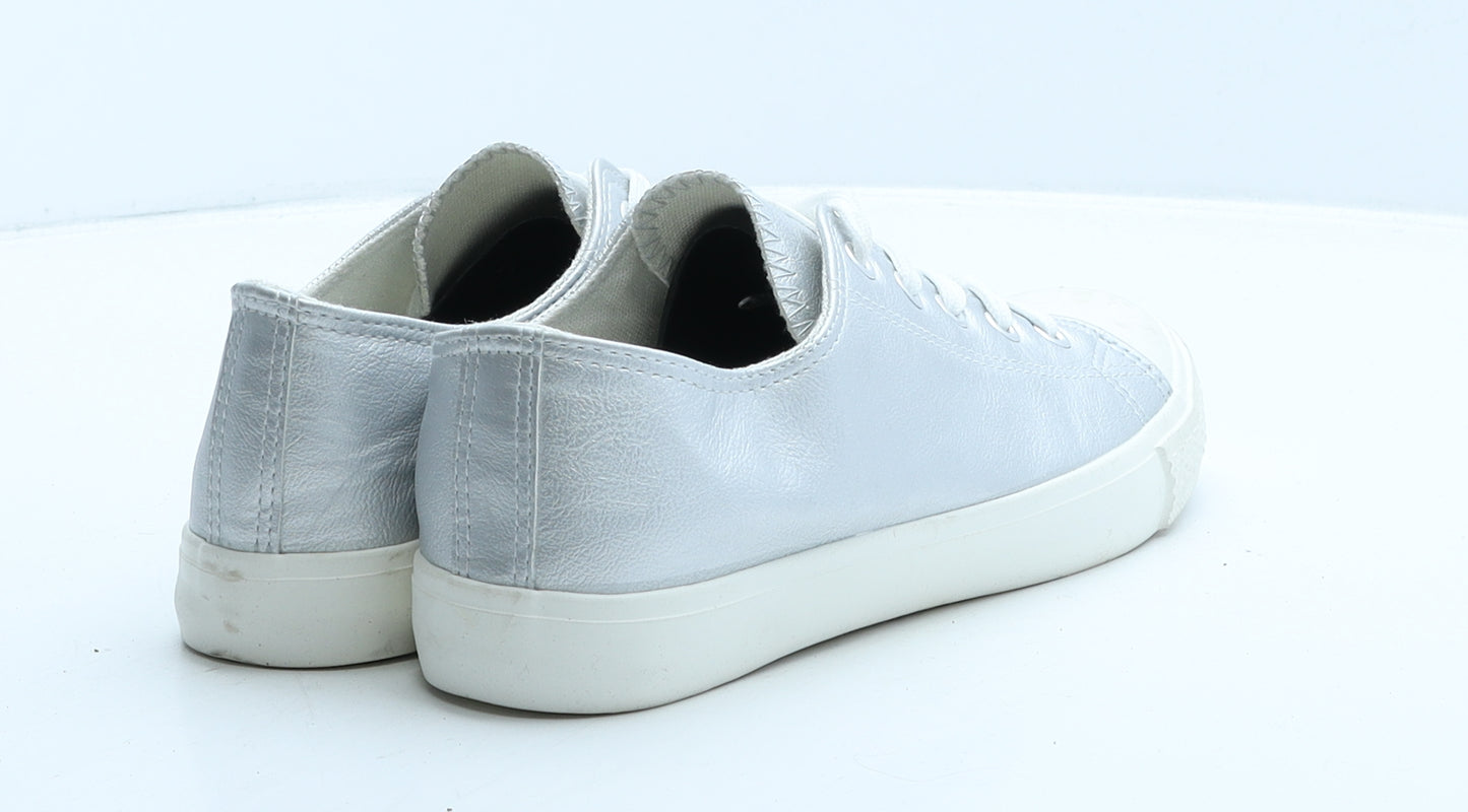 Dorothy Perkins Womens Silver Leather Trainer UK 5