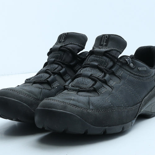 Clarks Mens Black Leather Trainer UK 10 44.5