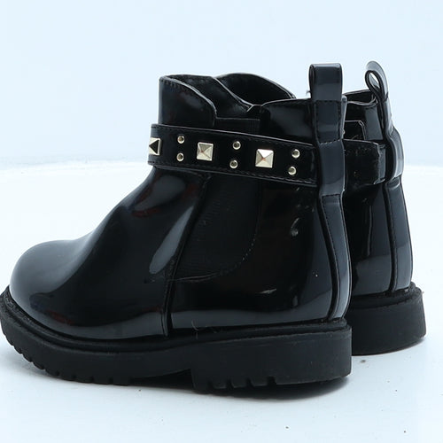 Primark Girls Black Vinyl Chelsea Boot UK 6 23