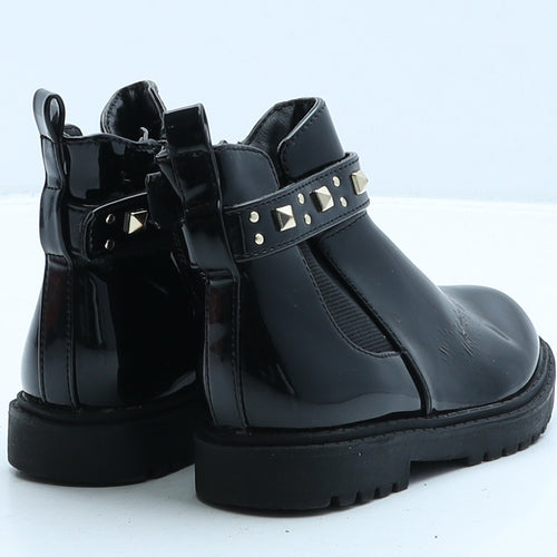 Primark Girls Black Vinyl Chelsea Boot UK 6 23