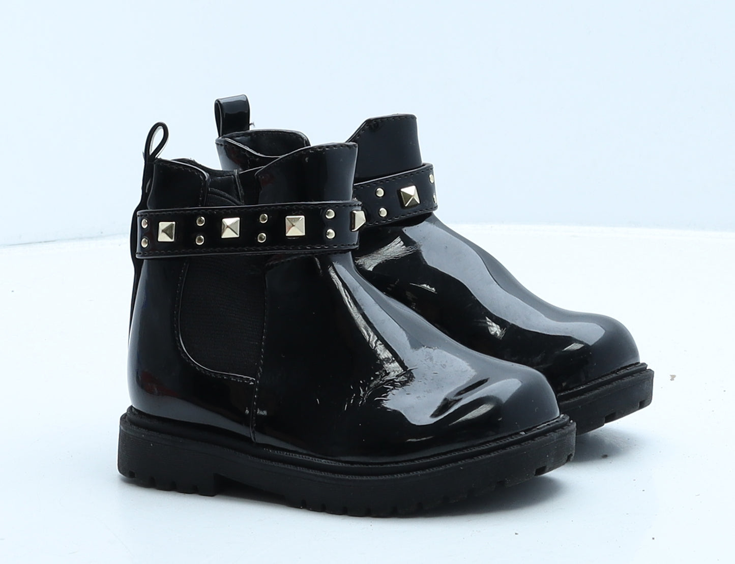 Primark Girls Black Vinyl Chelsea Boot UK 6 23