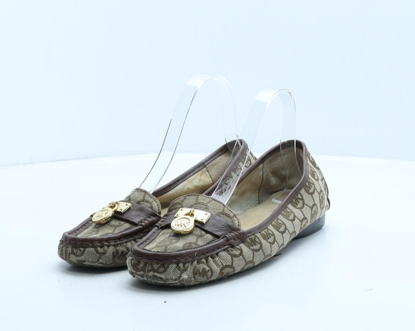Michael Kors Womens Beige Geometric Fabric Ballet Casual UK 8