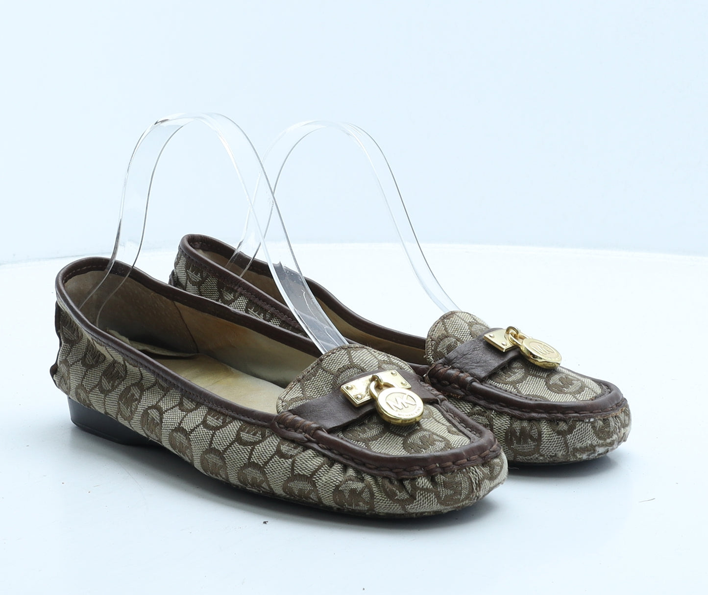 Michael Kors Womens Beige Geometric Fabric Ballet Casual UK 8