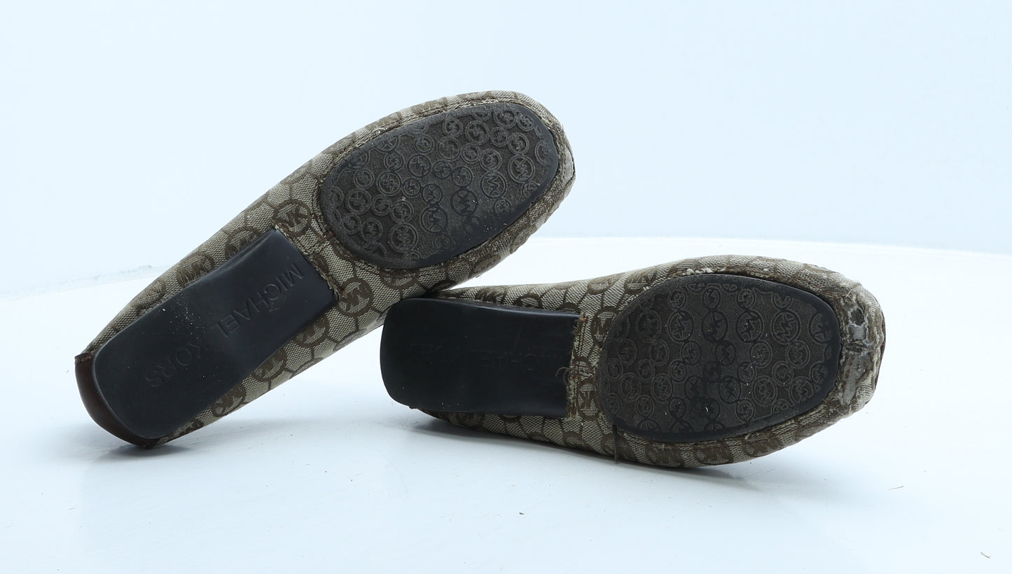 Michael Kors Womens Beige Geometric Fabric Ballet Casual UK 8