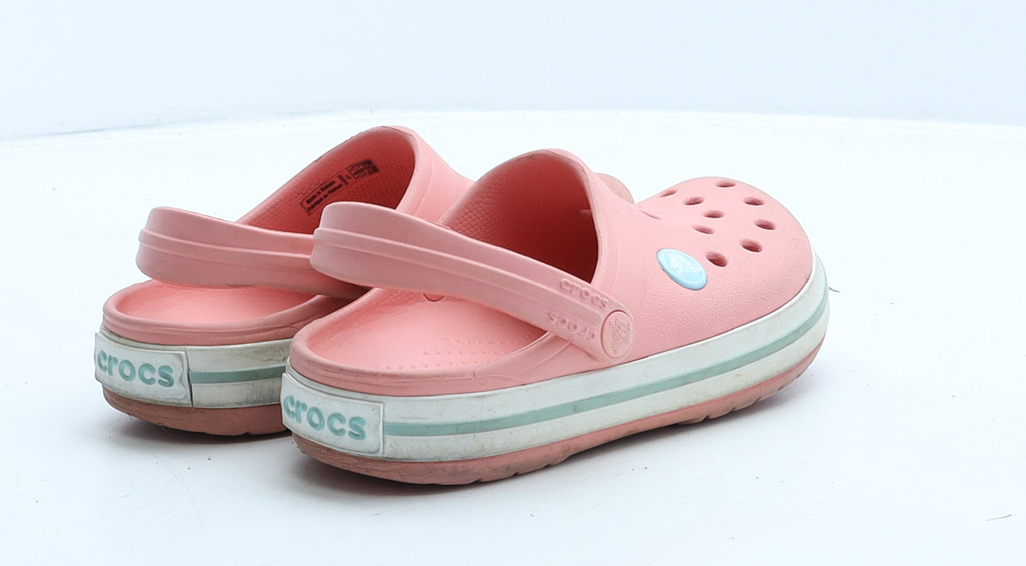 Crocs Girls Pink Rubber Clog Flat UK 11
