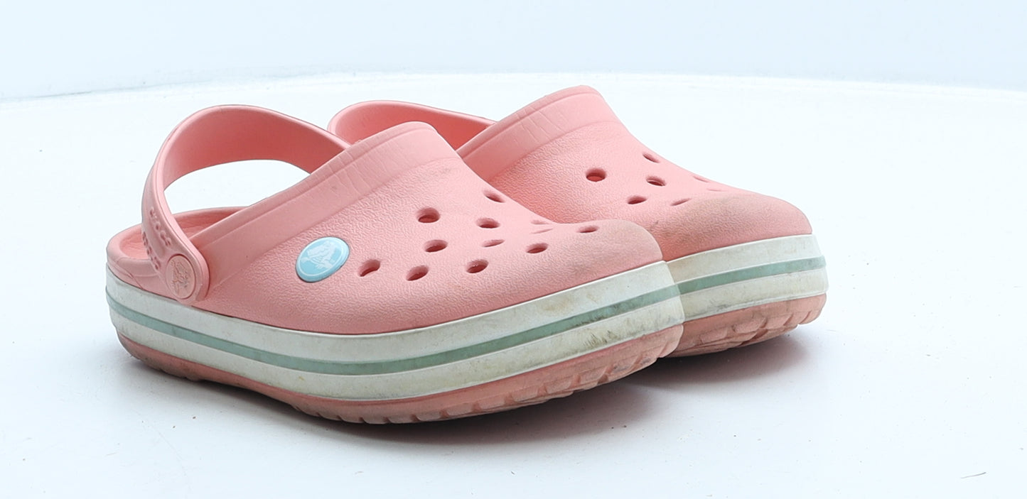 Crocs Girls Pink Rubber Clog Flat UK 11