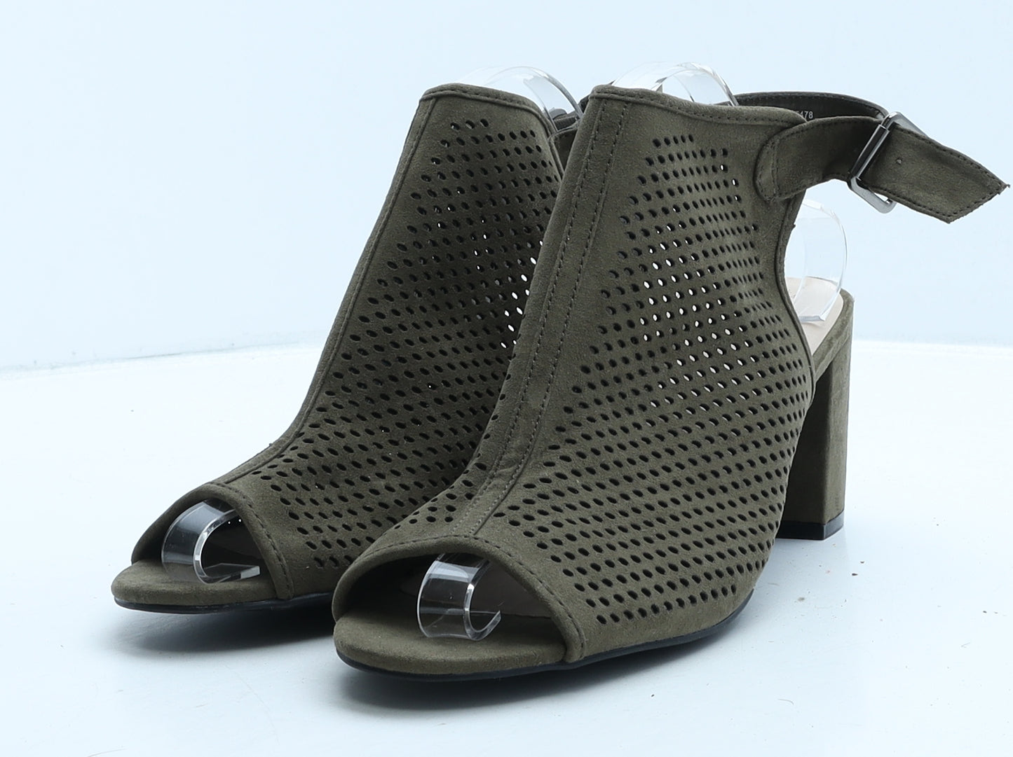 Primark Womens Green Geometric Leather Slingback Heel UK 9 43