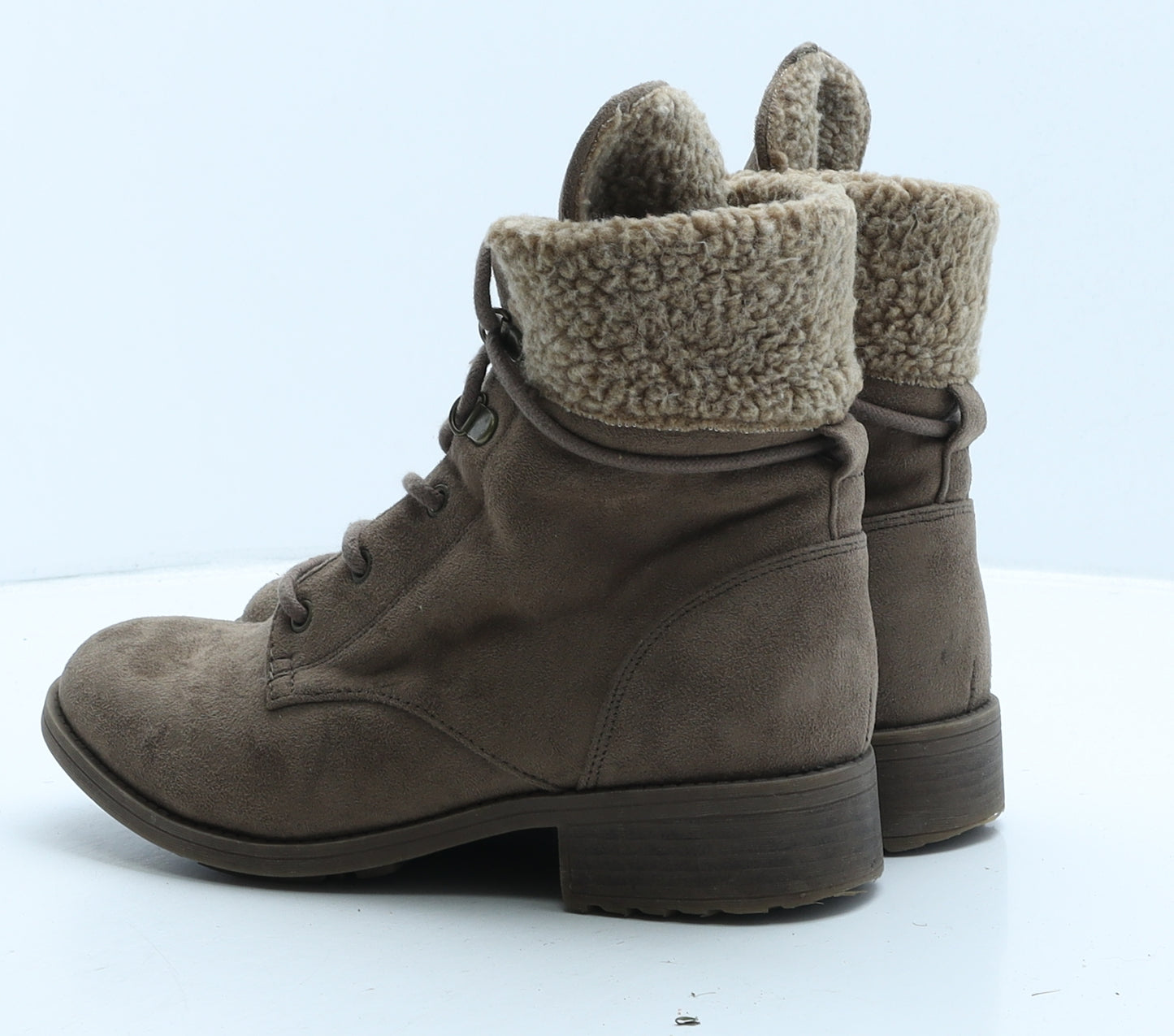 Preworn Womens Brown Leather Shearling Style Boot UK 5