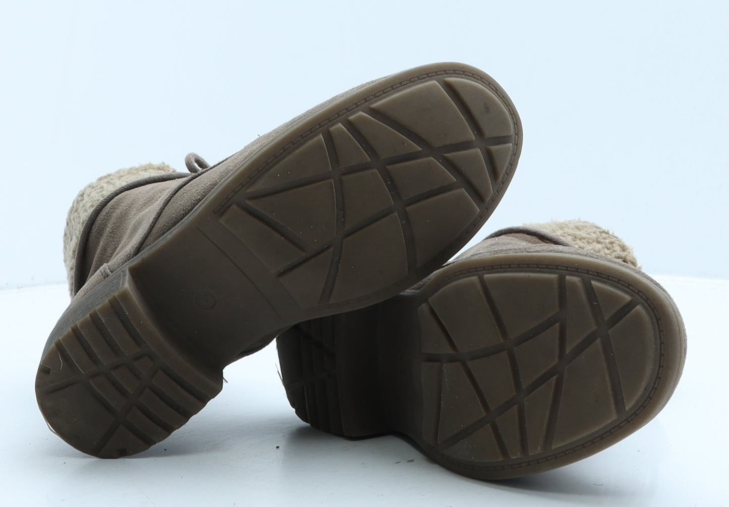 Preworn Womens Brown Leather Shearling Style Boot UK 5