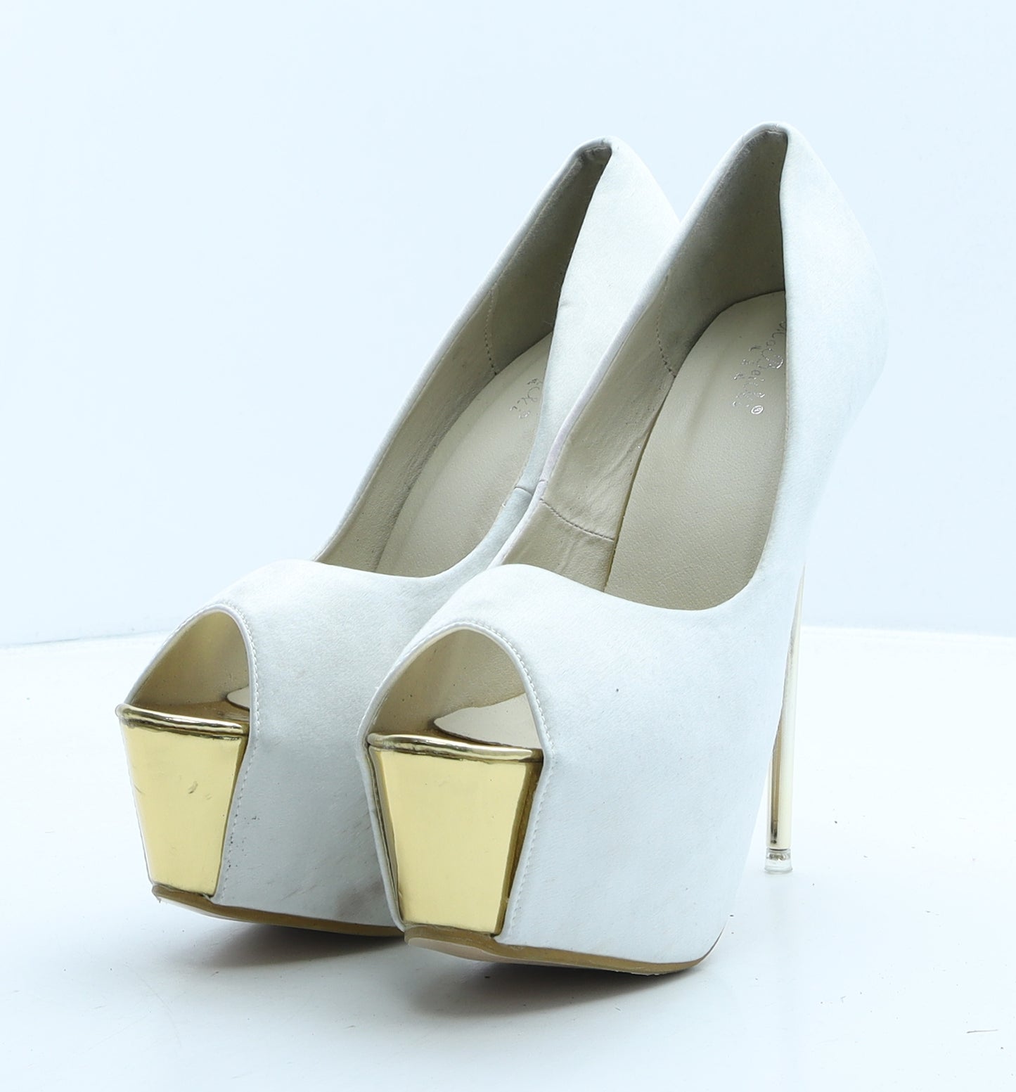 Mabeicki Womens White Suede Platform Heel UK 12 43