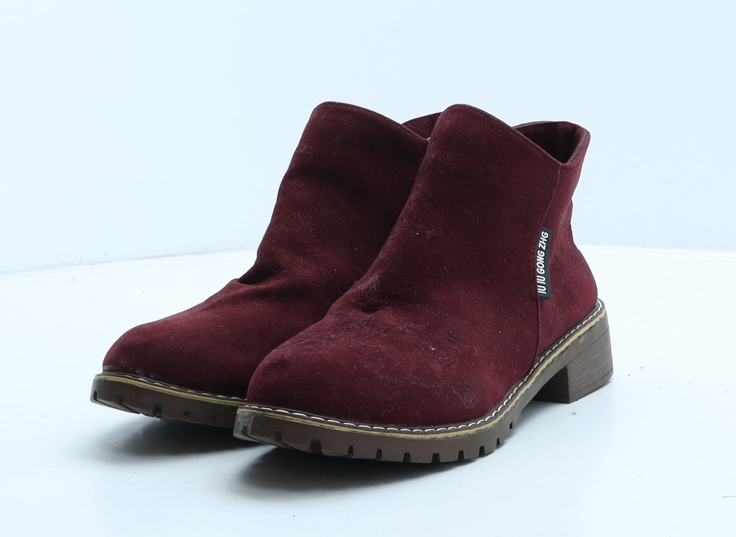 IU IU GONG ZHG Womens Red Suede Bootie Boot UK 8 41