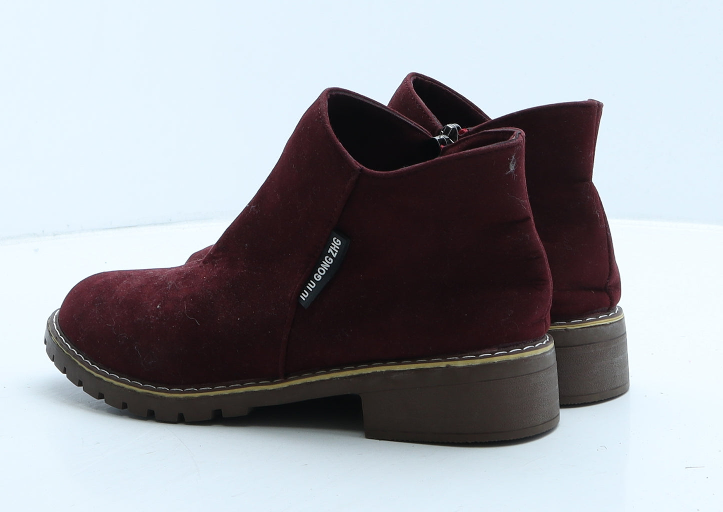 IU IU GONG ZHG Womens Red Suede Bootie Boot UK 8 41