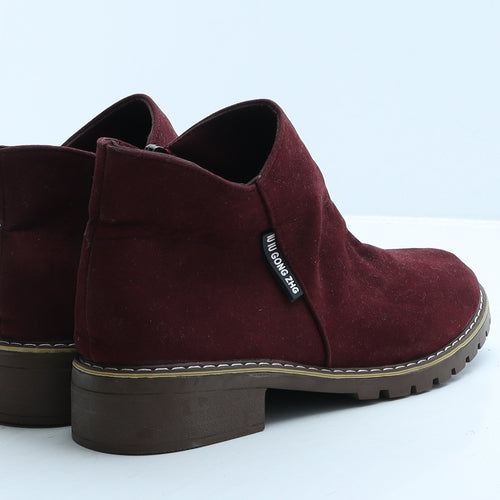 IU IU GONG ZHG Womens Red Suede Bootie Boot UK 8 41