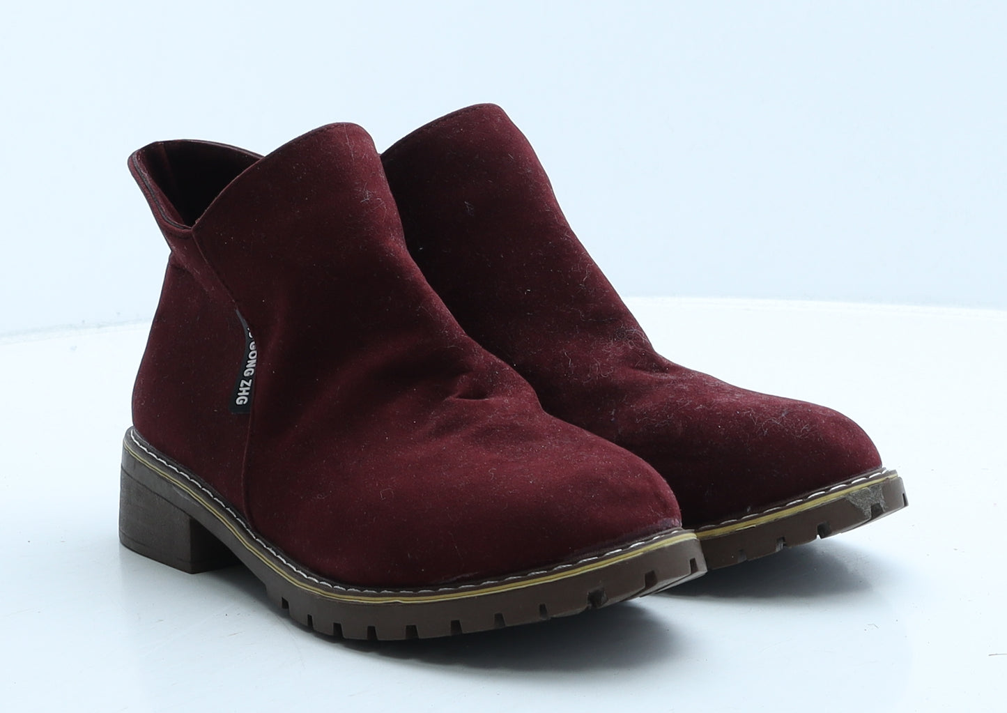 IU IU GONG ZHG Womens Red Suede Bootie Boot UK 8 41