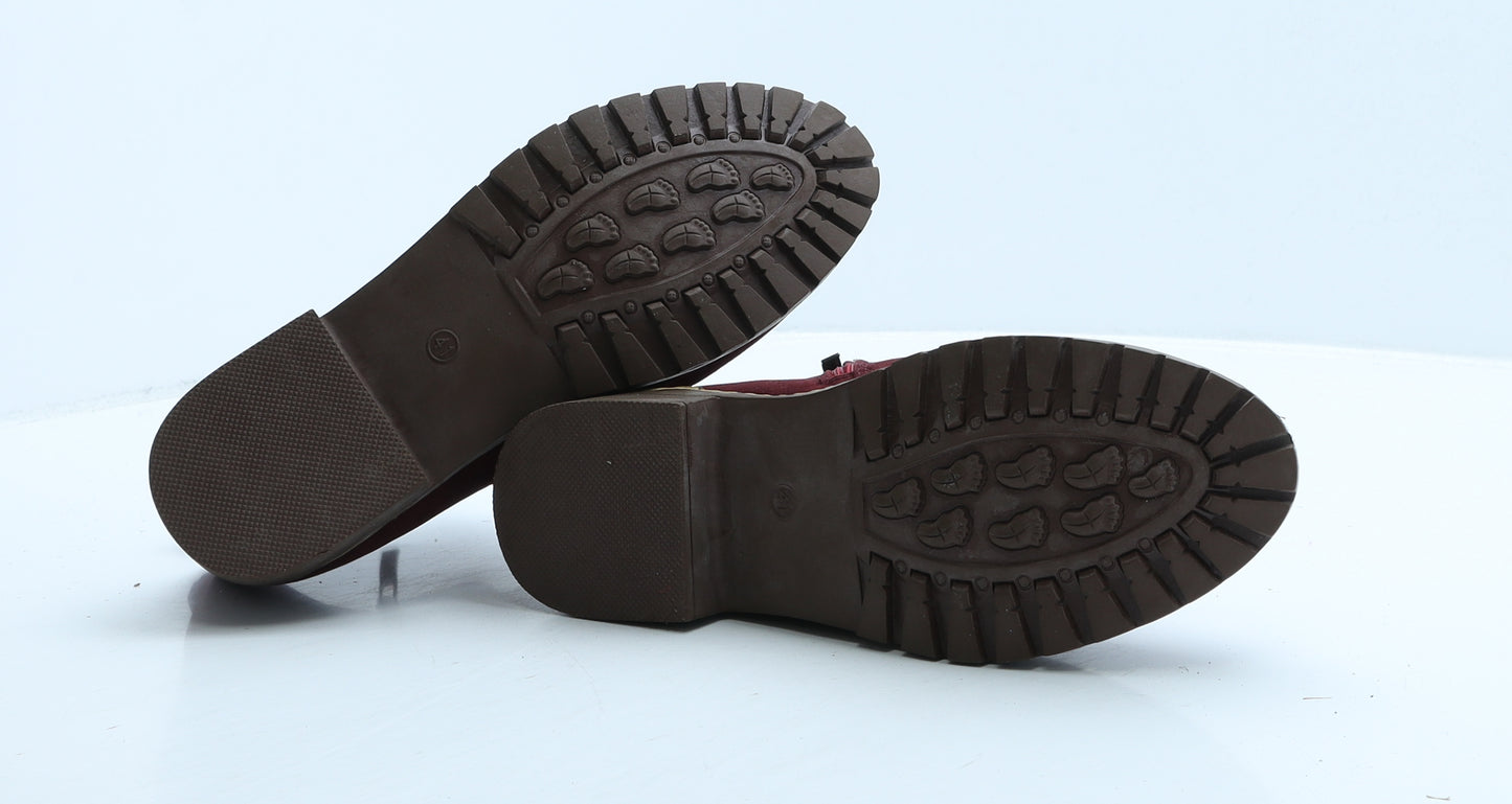 IU IU GONG ZHG Womens Red Suede Bootie Boot UK 8 41