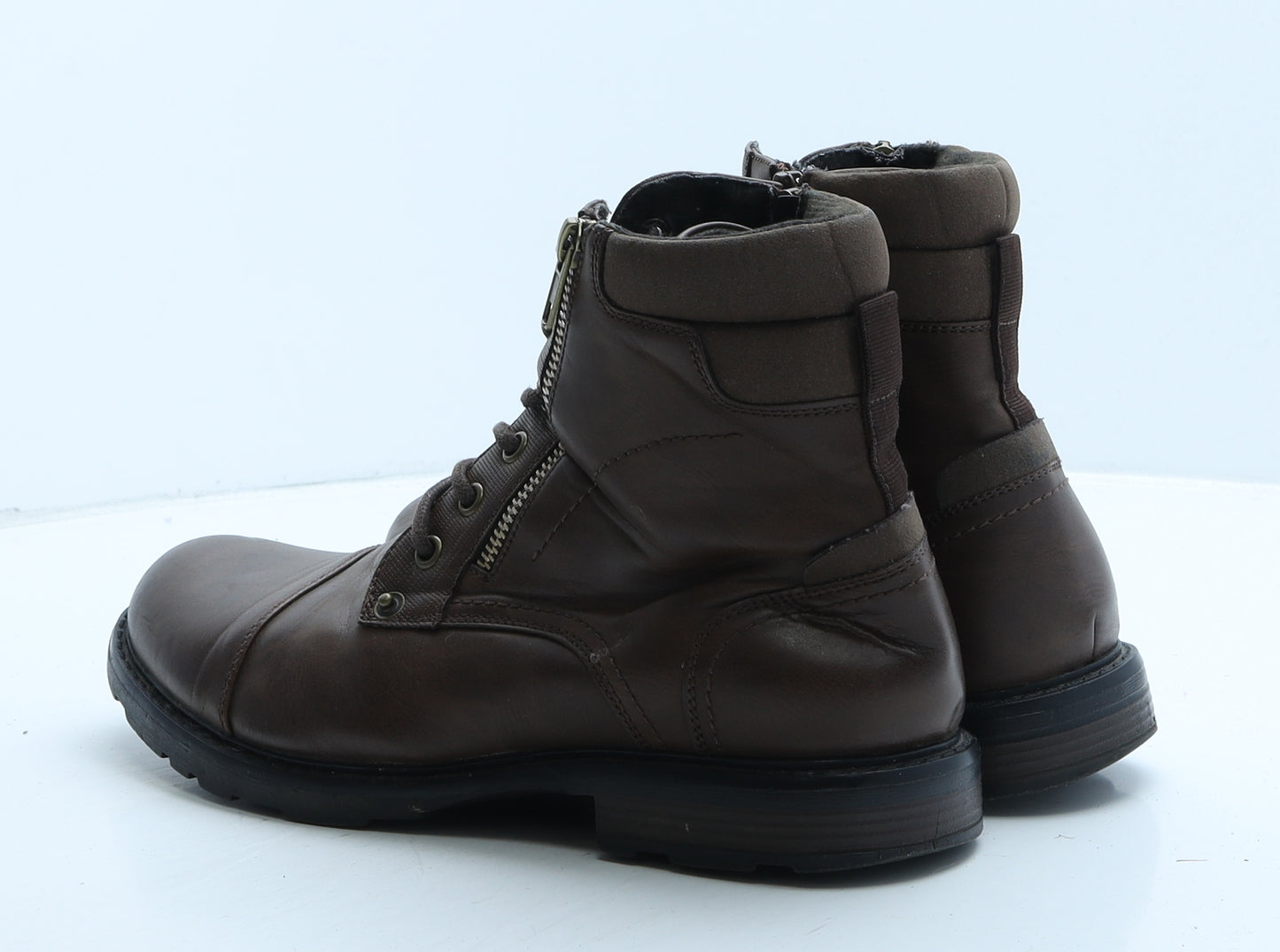 Primark Mens Brown Leather Biker Boot UK 9 43