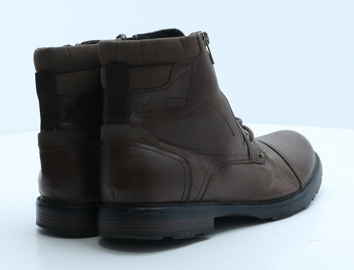 Primark Mens Brown Leather Biker Boot UK 9 43