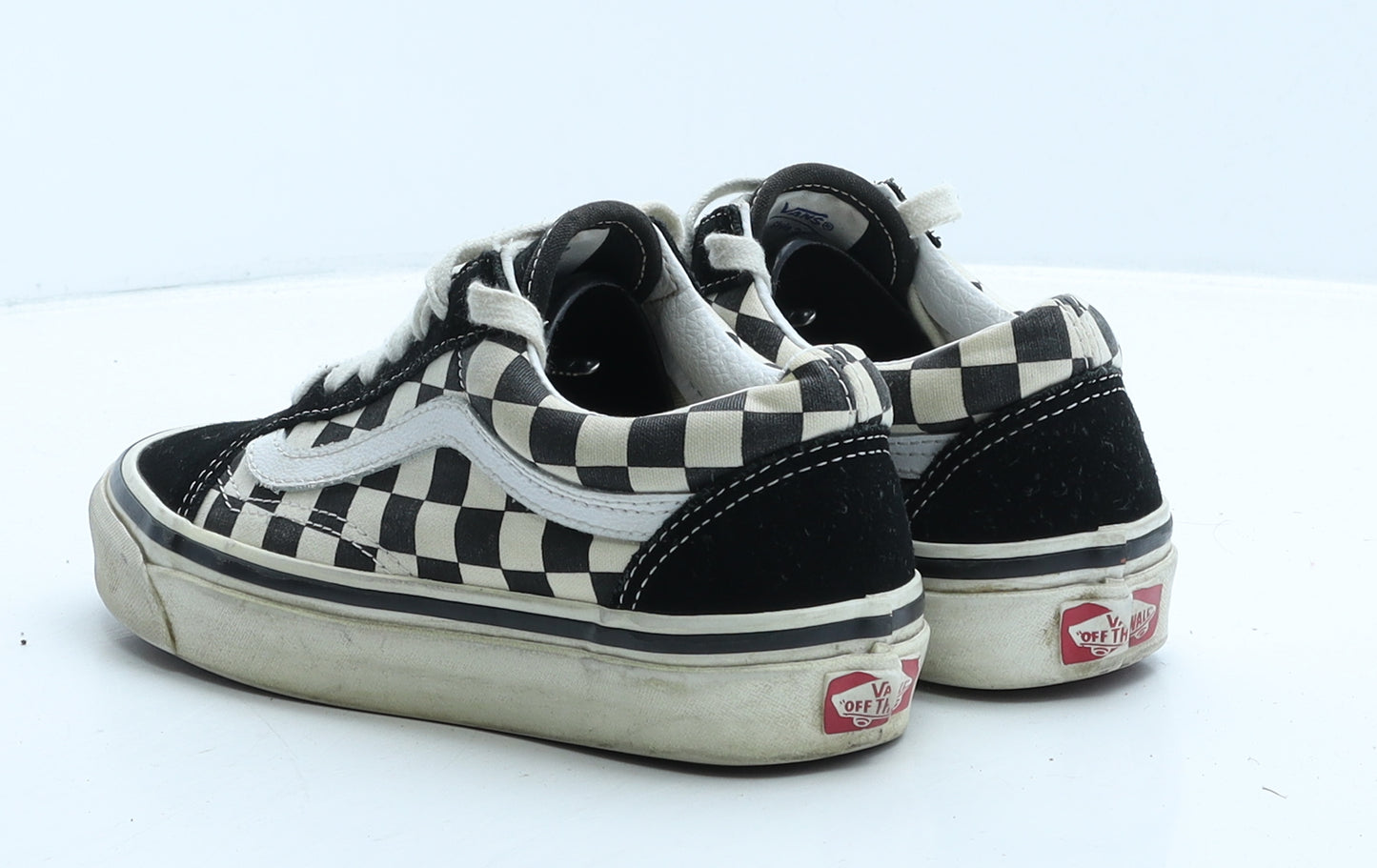 VANS Boys Black Check Suede Trainer UK 3 35