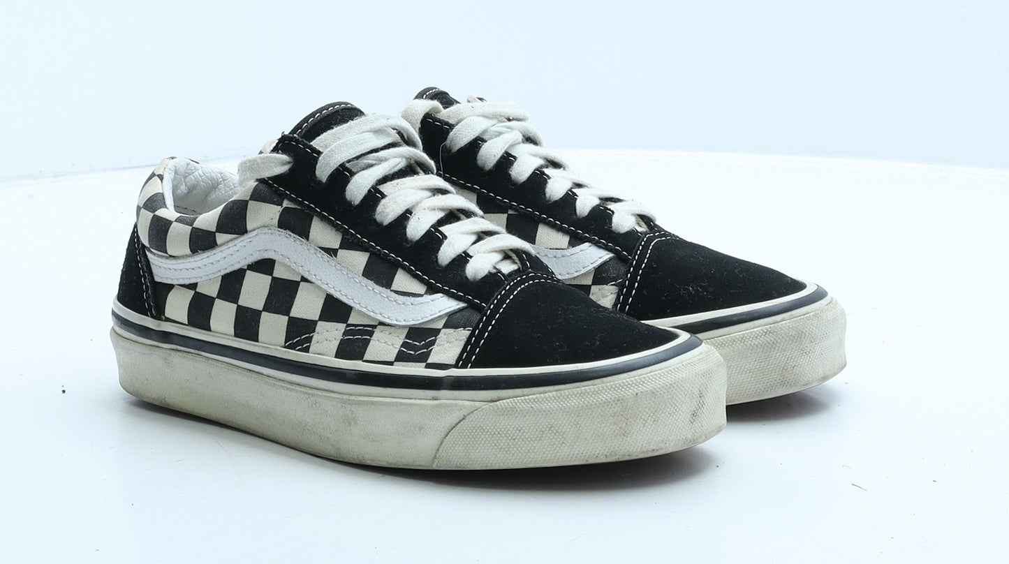 VANS Boys Black Check Suede Trainer UK 3 35