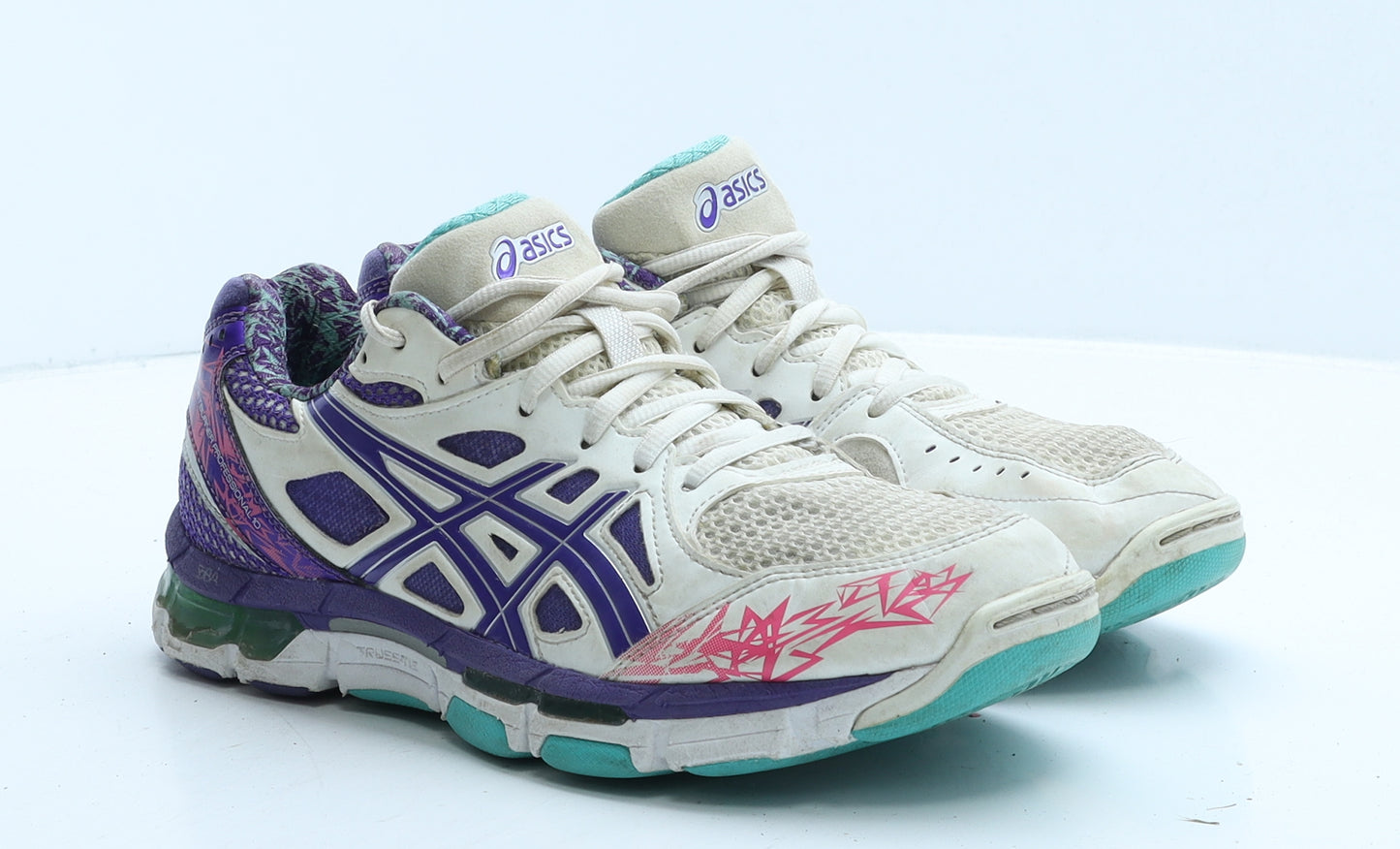 ASICS Womens White Colourblock Fabric Trainer UK 7 40