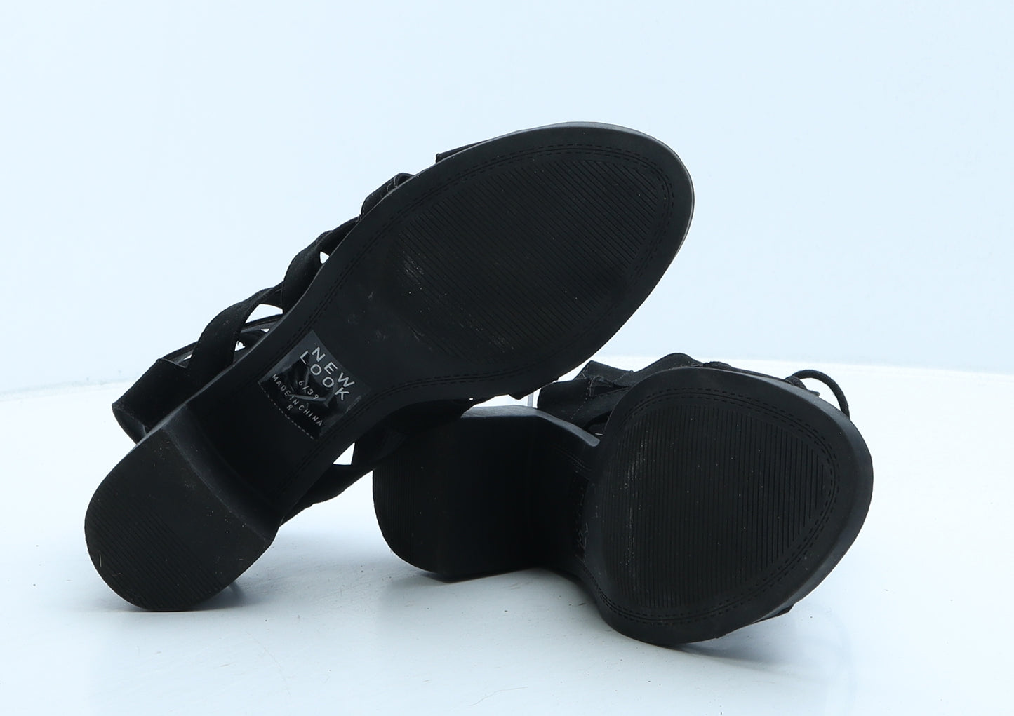 New Look Womens Black Suede Gladiator Heel UK 6 39