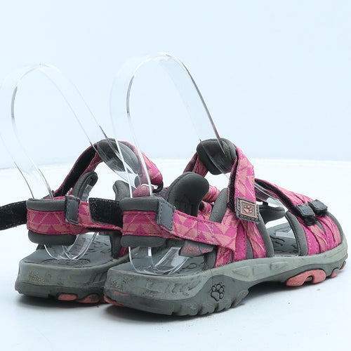 Jack Wolfskin Girls Pink Geometric Fabric Strappy Sandal UK 11 29