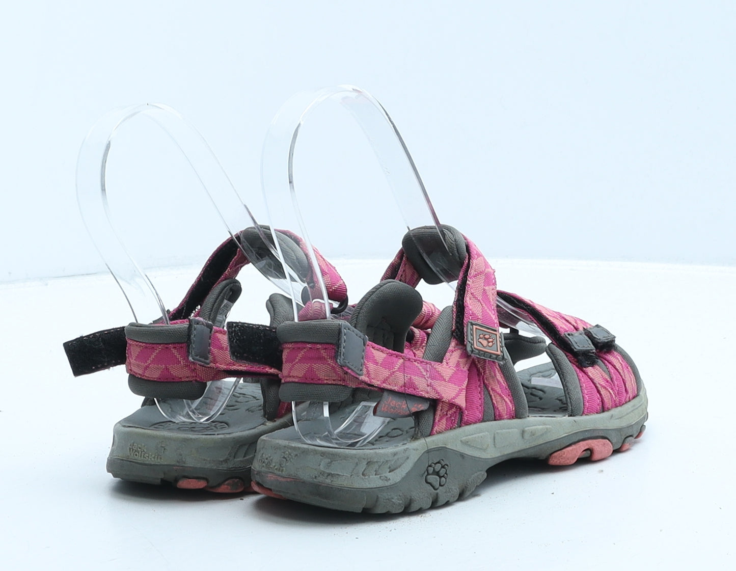Jack Wolfskin Girls Pink Geometric Fabric Strappy Sandal UK 11 29